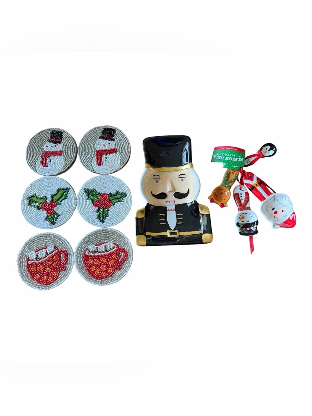 Robert Stanley Christmas Bundle - 6 Coasters, Measure Spoons, & Plate - ALL NWT